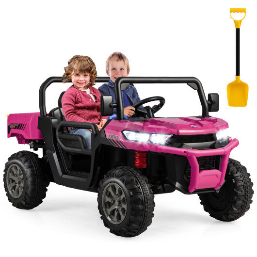 24V Ride on Dump Truck with Remote Control-Pink - Color: Pink