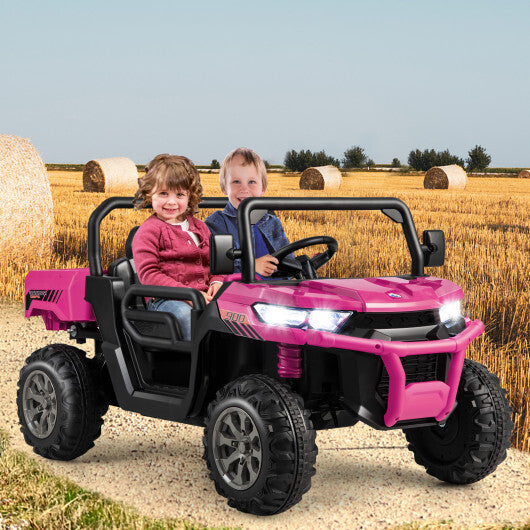 24V Ride on Dump Truck with Remote Control-Pink - Color: Pink