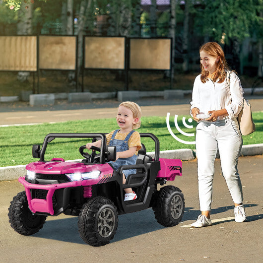 24V Ride on Dump Truck with Remote Control-Pink - Color: Pink