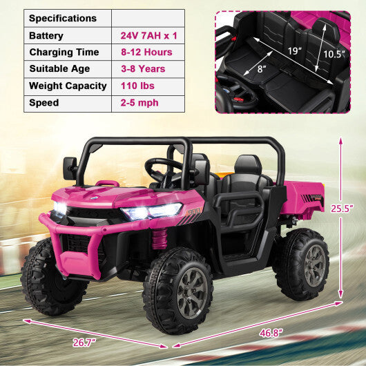 24V Ride on Dump Truck with Remote Control-Pink - Color: Pink