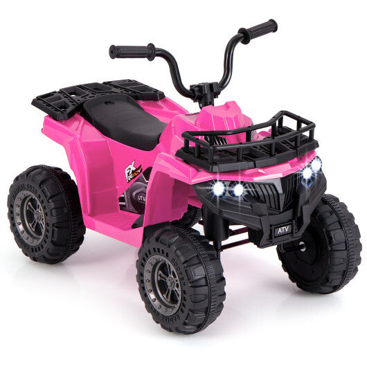 6V Kids Ride On Electric ATV with LED Headlights and MP3 Player-Pink - Color: Pink