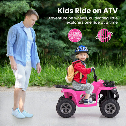 6V Kids Ride On Electric ATV with LED Headlights and MP3 Player-Pink - Color: Pink