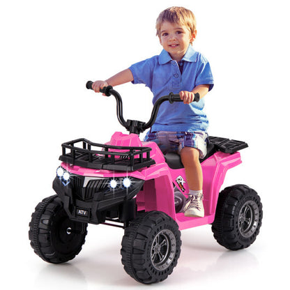 6V Kids Ride On Electric ATV with LED Headlights and MP3 Player-Pink - Color: Pink