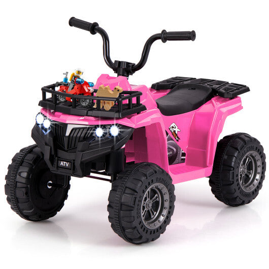 6V Kids Ride On Electric ATV with LED Headlights and MP3 Player-Pink - Color: Pink