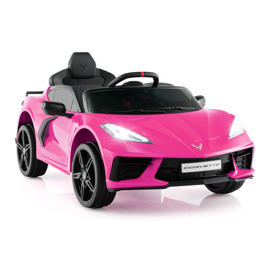 12V Electric Kids Ride On Car Licensed Chevrolet Corvette C8 with Remote Control Ages 3+ Years Old-Pink - Color: Pink