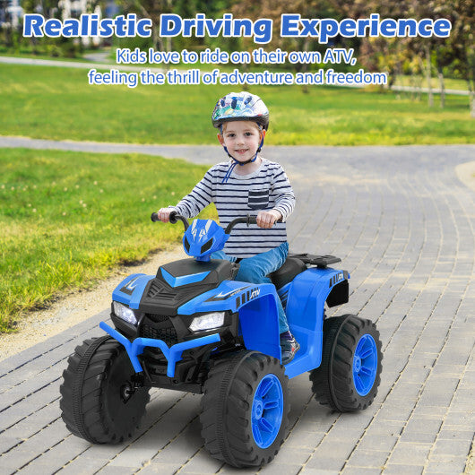 24V Kids Ride-On Electric ATV with Wireless Connection for Toddlers 3-8 Years Old-Blue - Color: Blue