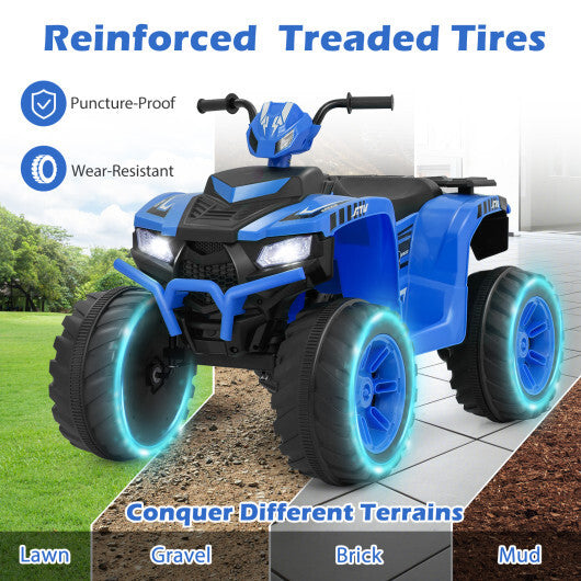 24V Kids Ride-On Electric ATV with Wireless Connection for Toddlers 3-8 Years Old-Blue - Color: Blue