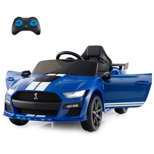 12V Licensed Ford Mustang Shelby GT500 Kids Ride on Car with Remote Control for Kids Aged 3-8-Blue - Color: Blue