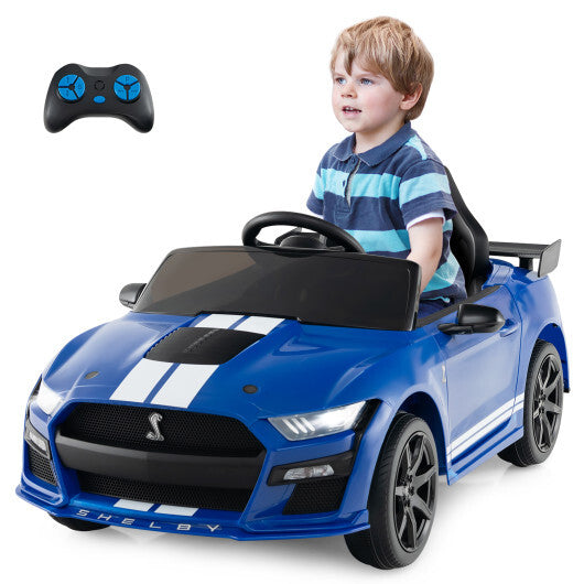 12V Licensed Ford Mustang Shelby GT500 Kids Ride on Car with Remote Control for Kids Aged 3-8-Blue - Color: Blue