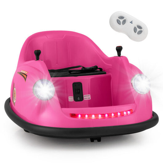 12V Electric Kids Ride on Bumper Car Battery Powered Bumping Car with Remote Control-Pink - Color: Pink