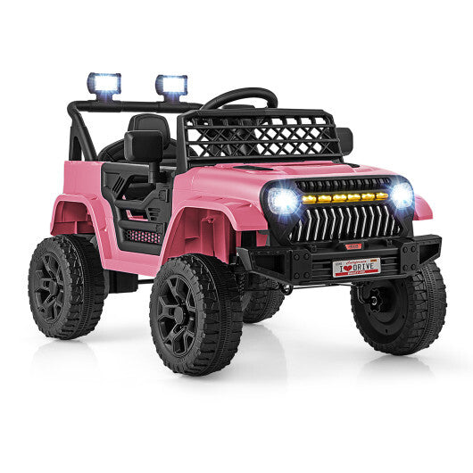 12V Kids Ride on Truck Car with Parental Remote and Music Player-Pink - Color: Pink