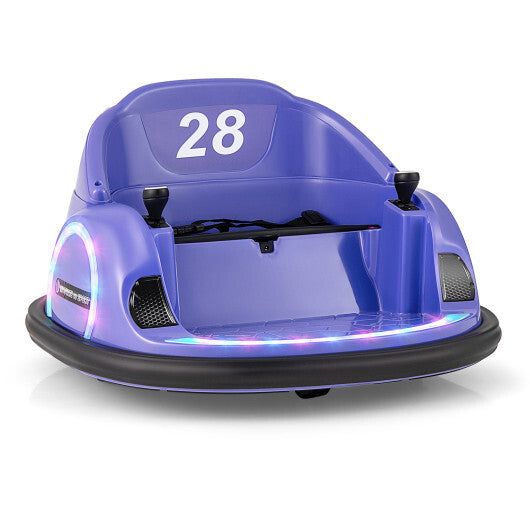 12V 360 Ride on Bumper Car for Toddlers with Remote Control-Purple - Color: Purple