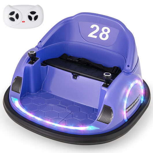 12V 360 Ride on Bumper Car for Toddlers with Remote Control-Purple - Color: Purple