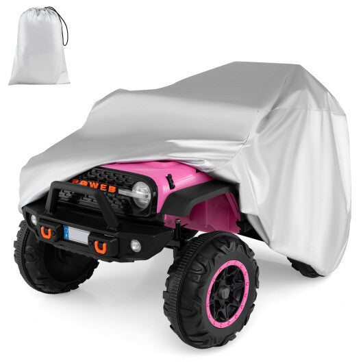 (Only Cover) Kids Car Cover for Power Ride-On Toy Car with Storage Bag - Color: Silver