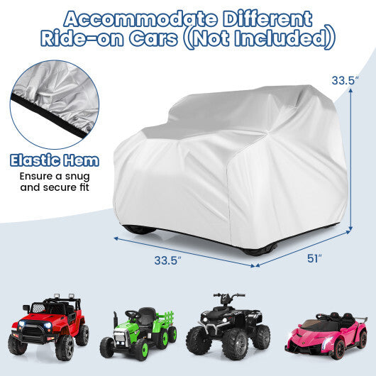 (Only Cover) Kids Car Cover for Power Ride-On Toy Car with Storage Bag - Color: Silver