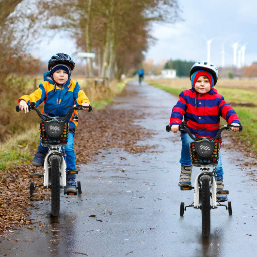 14 Inch Kids Bike with 2 Training Wheels for 3-5 Years Old-Black & White - Color: Black & White