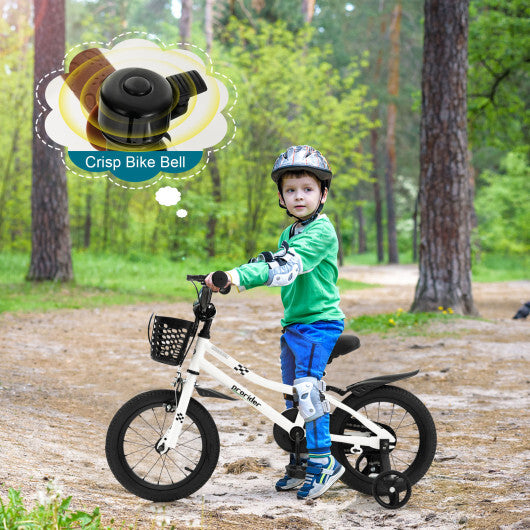 14 Inch Kids Bike with 2 Training Wheels for 3-5 Years Old-Black & White - Color: Black & White