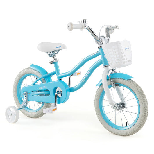 14/16/18 Inch Kids Bike with Dual Brakes and Adjustable Seat-14 inches - Color: Blue - Size: 14 inches