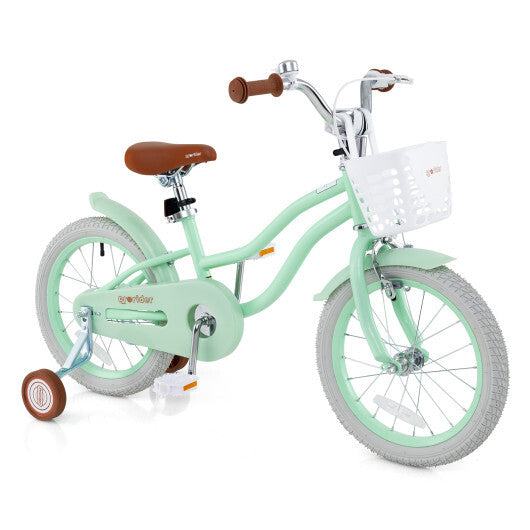 16 Inch Kids Bike with Adjustable Seat and Bell for Kids 3-8 Years Olds-16 inches - Color: Green - Size: 16 inches