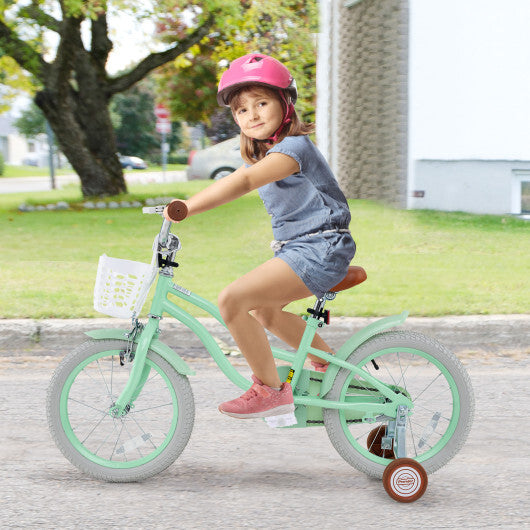 16 Inch Kids Bike with Adjustable Seat and Bell for Kids 3-8 Years Olds-16 inches - Color: Green - Size: 16 inches