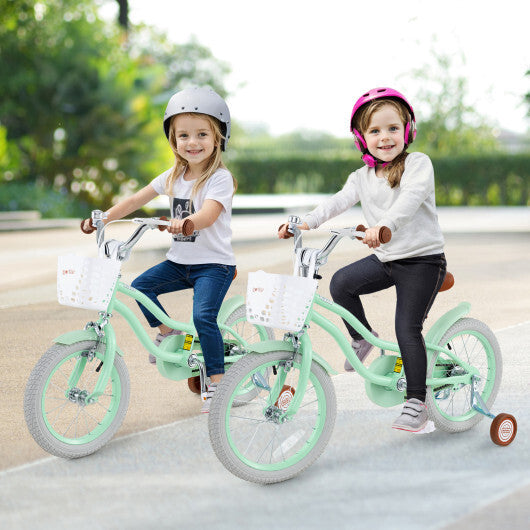 16 Inch Kids Bike with Adjustable Seat and Bell for Kids 3-8 Years Olds-16 inches - Color: Green - Size: 16 inches