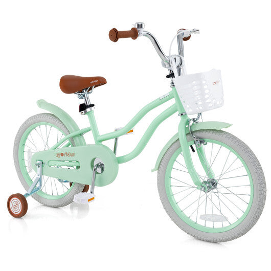 18 Inch Kids Bike with Adjustable Seat and Bell for Kids 3-8 Years Olds-18 inches - Color: Green - Size: 18 inches