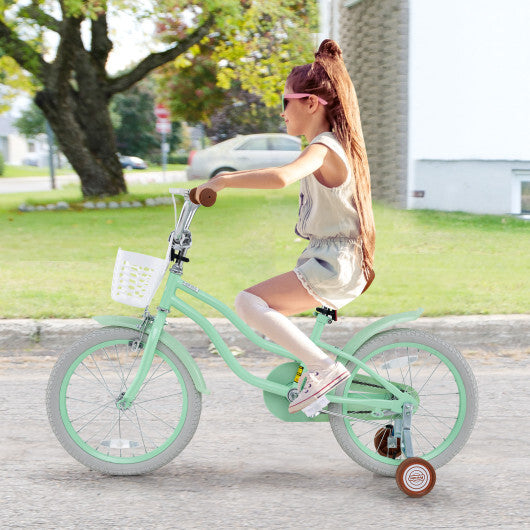 18 Inch Kids Bike with Adjustable Seat and Bell for Kids 3-8 Years Olds-18 inches - Color: Green - Size: 18 inches