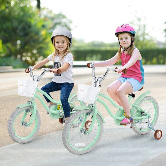 18 Inch Kids Bike with Adjustable Seat and Bell for Kids 3-8 Years Olds-18 inches - Color: Green - Size: 18 inches