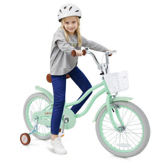 18 Inch Kids Bike with Adjustable Seat and Bell for Kids 3-8 Years Olds-18 inches - Color: Green - Size: 18 inches