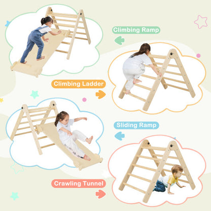 7-in-1 Indoor Climbing Toys for Toddlers with Reversible Ramp-Natural - Color: Natural