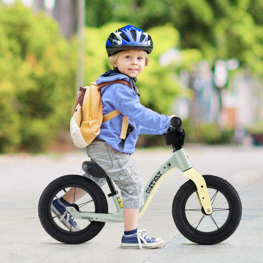 12-Inch Balance Bike with Adjustable Seat and Rotatable Handlebar for Over 36 Months Old-Green - Color: Green - Size: 12 inches