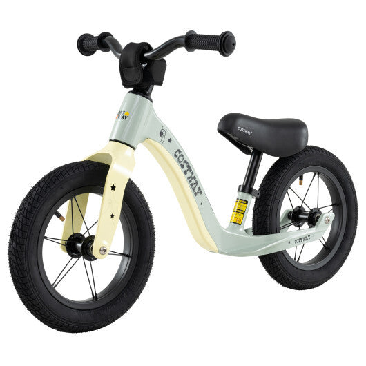 12-Inch Balance Bike with Adjustable Seat and Rotatable Handlebar for Over 36 Months Old-Green - Color: Green - Size: 12 inches