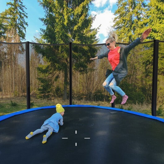 8/10/12/14/15/16 Feet Outdoor Trampoline Bounce Combo with Safety Closure Net Ladder-12 ft - Color: Black - Size: 12 ft