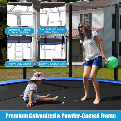 8/10/12/14/15/16 Feet Outdoor Trampoline Bounce Combo with Safety Closure Net Ladder-12 ft - Color: Black - Size: 12 ft