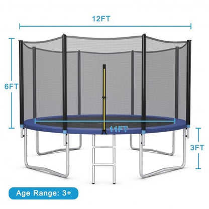 8/10/12/14/15/16 Feet Outdoor Trampoline Bounce Combo with Safety Closure Net Ladder-12 ft - Color: Black - Size: 12 ft