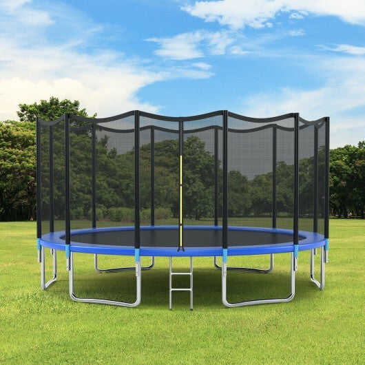 8/10/12/14/15/16 Feet Outdoor Trampoline Bounce Combo with Safety Closure Net Ladder-16 ft - Color: Black - Size: 16 ft