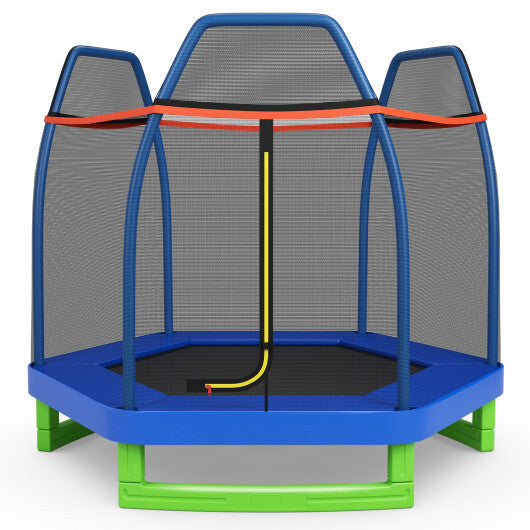 7 Feet Kids Recreational Bounce Jumper Trampoline-Blue - Color: Blue