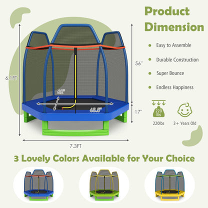 7 Feet Kids Recreational Bounce Jumper Trampoline-Blue - Color: Blue