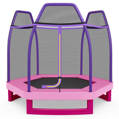 7 Feet Kids Recreational Bounce Jumper Trampoline-Pink - Color: Pink