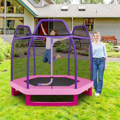 7 Feet Kids Recreational Bounce Jumper Trampoline-Pink - Color: Pink