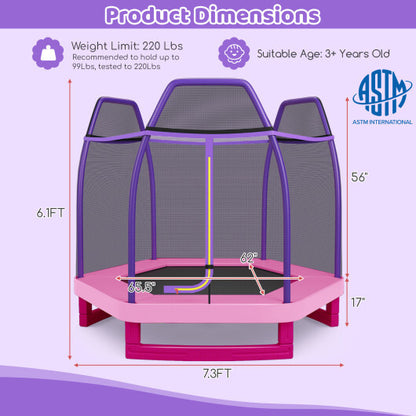 7 Feet Kids Recreational Bounce Jumper Trampoline-Pink - Color: Pink