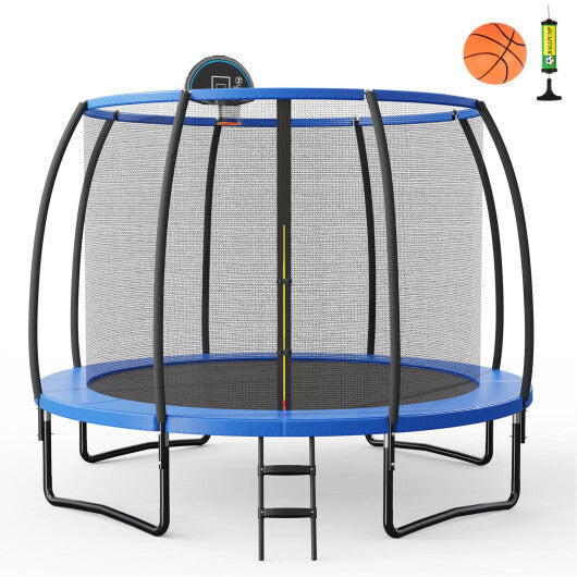 8/10 Feet Recreational Trampoline with Basketball Hoop-12 ft - Color: Black - Size: 12 ft