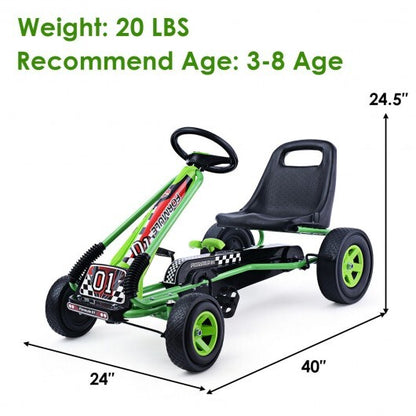 4 Wheels Kids Ride On Pedal Powered Bike Go Kart Racer Car Outdoor Play Toy-Green - Color: Green