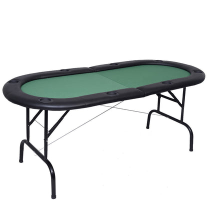 8 Players Texas Holdem Foldable Poker Table-Green - Color: Green