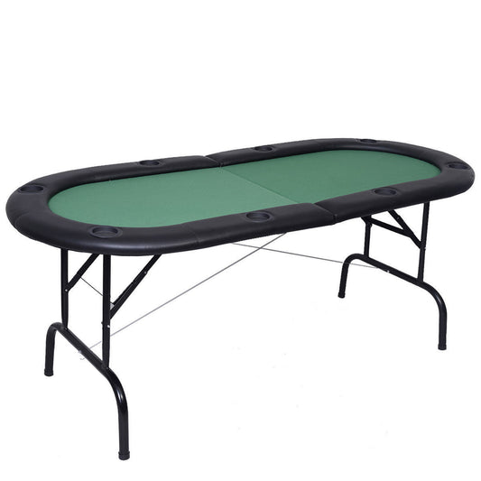 8 Players Texas Holdem Foldable Poker Table-Green - Color: Green