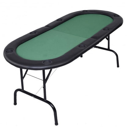 8 Players Texas Holdem Foldable Poker Table-Green - Color: Green