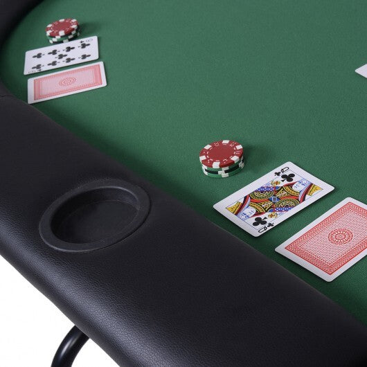 8 Players Texas Holdem Foldable Poker Table-Green - Color: Green