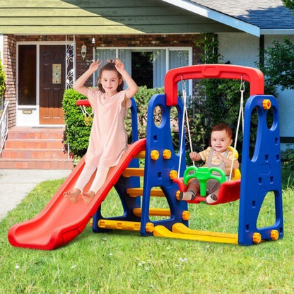 3-in-1 Junior Children Climber Slide Playset - Color: Multicolor