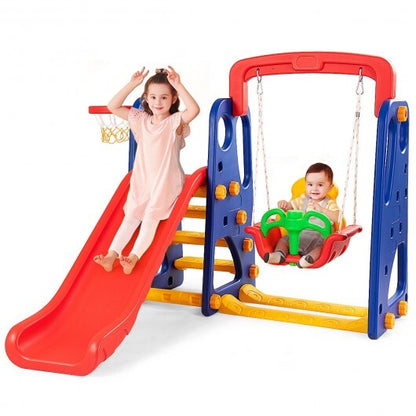 3-in-1 Junior Children Climber Slide Playset - Color: Multicolor