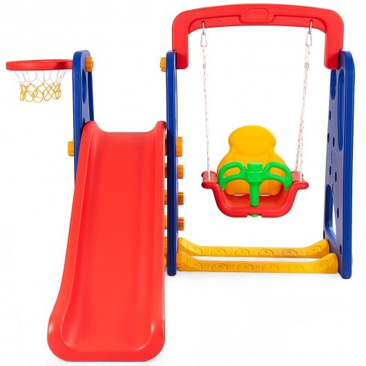 3-in-1 Junior Children Climber Slide Playset - Color: Multicolor